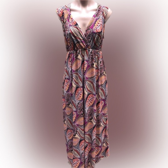Clearance Tribal brand BOHO Bohemian sleeveless Open Back Maxi Dress large - Picture 1 of 6